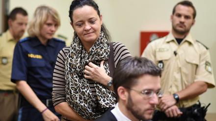 Die Angeklagte Beate Zschäpe im Gerichtssaal im Oberlandesgericht in München