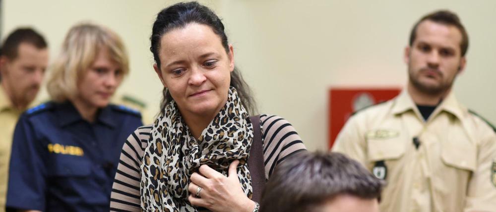 Die Angeklagte Beate Zschäpe im Gerichtssaal im Oberlandesgericht in München