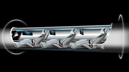 Eine Art Rohrpost. In so einer Kapsel sollen die Passagiere sitzen, wenn sie durch die Hyperloop-Röhre gejagt werden.