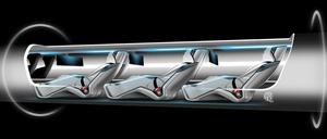 Eine Art Rohrpost. In so einer Kapsel sollen die Passagiere sitzen, wenn sie durch die Hyperloop-Röhre gejagt werden.