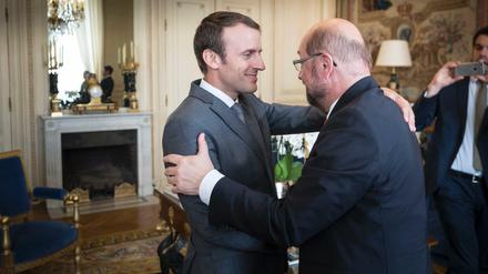 Emmanuel Macron und Martin Schulz im Élysée-Palast in Paris.