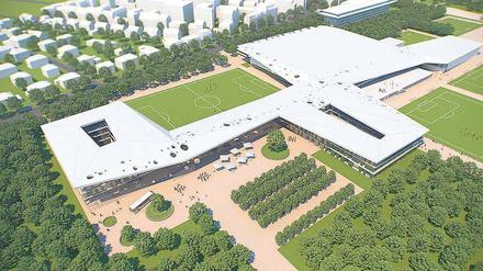 o stellt sich der Deutsche Fußball-Bund seine neue Akademie vor. Doch solange die juristischen Auseinandersetzungen andauern, kann der Bau nicht beginnen.