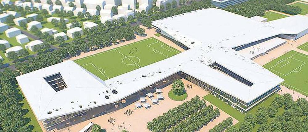 o stellt sich der Deutsche Fußball-Bund seine neue Akademie vor. Doch solange die juristischen Auseinandersetzungen andauern, kann der Bau nicht beginnen.