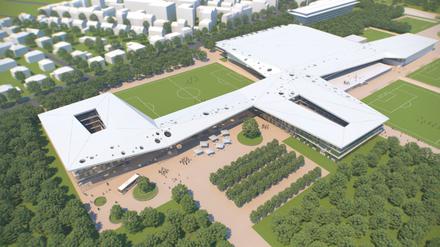 So soll die DFB-Akademie in Frankfurt einmal aussehen. Wann es dann wirklich so weit ist, steht noch lange nicht fest.