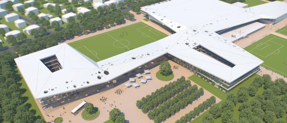 So soll die DFB-Akademie in Frankfurt einmal aussehen. Wann es dann wirklich so weit ist, steht noch lange nicht fest.