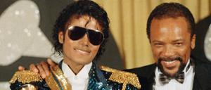 Dream Team: Michael Jackson (l) und Musikproduzent Quincy Jones 1984 in Los Angeles bei den Grammy Awards. 
