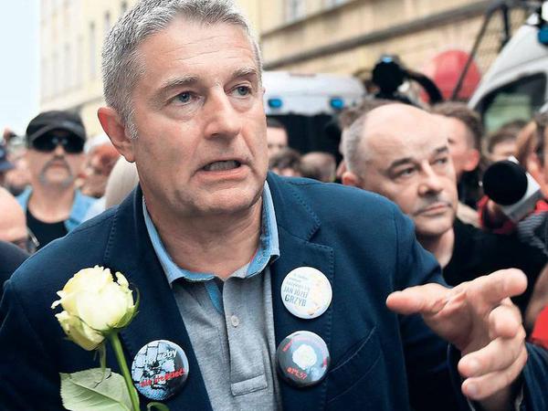 Solidarnosc-Veteran Wladyslaw Frasyniuk protestiert wieder.