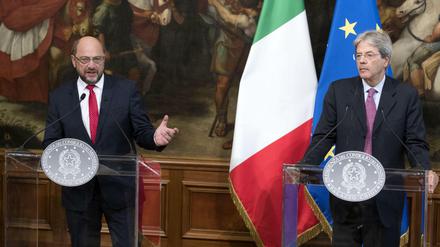 SPD-Kanzlerkandidat Martin Schulz (l.) und Italiens Ministerpräsident Paolo Gentiloni.