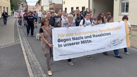 Demo gegen Neonazis in Themar. 