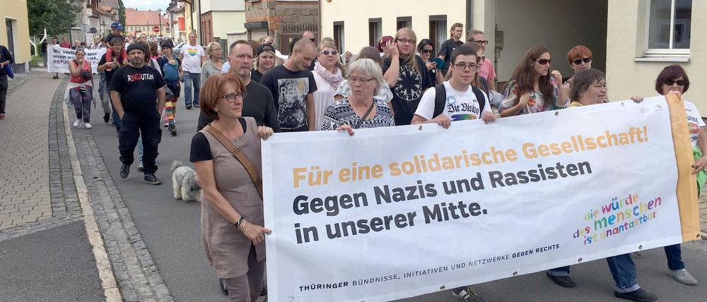 Demo gegen Neonazis in Themar. 