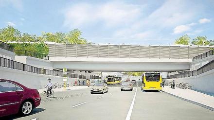 Neues Lichtenrade. So soll die Unterführung am Bahnhof aussehen, wo heute noch eine Schranke ist. 