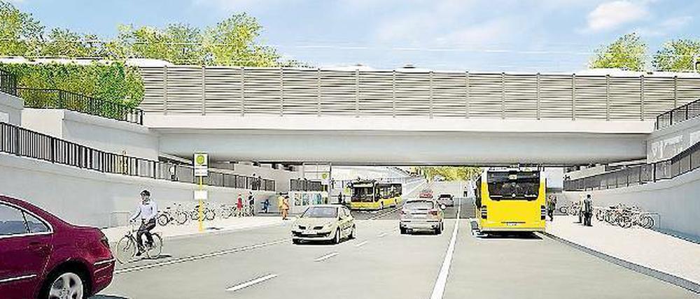 Neues Lichtenrade. So soll die Unterführung am Bahnhof aussehen, wo heute noch eine Schranke ist.