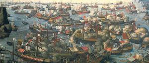 Seekrieg. Das Gemälde der „Schlacht von Lepanto“ hängt im National Maritime Museum im britischen Greenwich, der Künstler ist unbekannt.