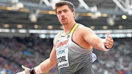 Ich find mich stark! David Storl überzeugte in der Qualifikation von London bei seinem Auftritt. 