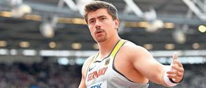 Ich find mich stark! David Storl überzeugte in der Qualifikation von London bei seinem Auftritt. 