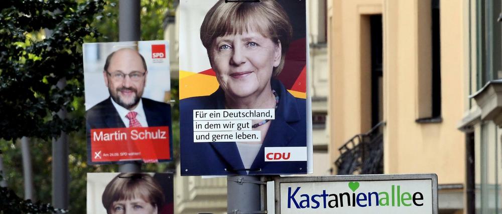 Die Wahlplakate hängen schon.