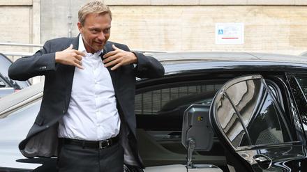FDP-Bundesvorsitzender Christian Lindner am 09.08.2017 beim Berliner Coworking-Unternehmens «The Place Berlin»