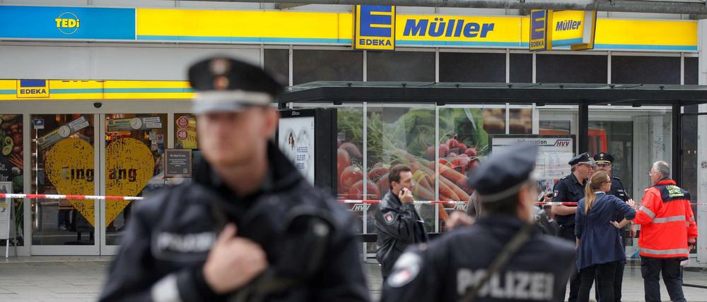 Der Tatort: ein Supermarkt in Hamburg-Barmbek.
