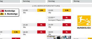 Wer? Was? Wo? Der Buindesliga-TV-Plan von Freitag bis Montag.