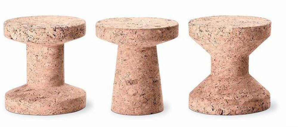 Ein paar neue Dinge für das Heim. Jasper Morrisons Hocker und Beistelltische aus federleichtem Kork.