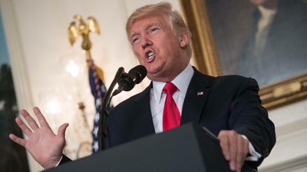 US-Präsident Donald Trump am Montag bei seinem Statement gegen Rassismus im Diplomatic Room des Weißen Hauses.