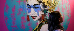 Das Kunstwerk "Geisha" des Künstlers Findac war in der Langen Nacht der Museen im Production Office des Urban Nation zu sehen. 