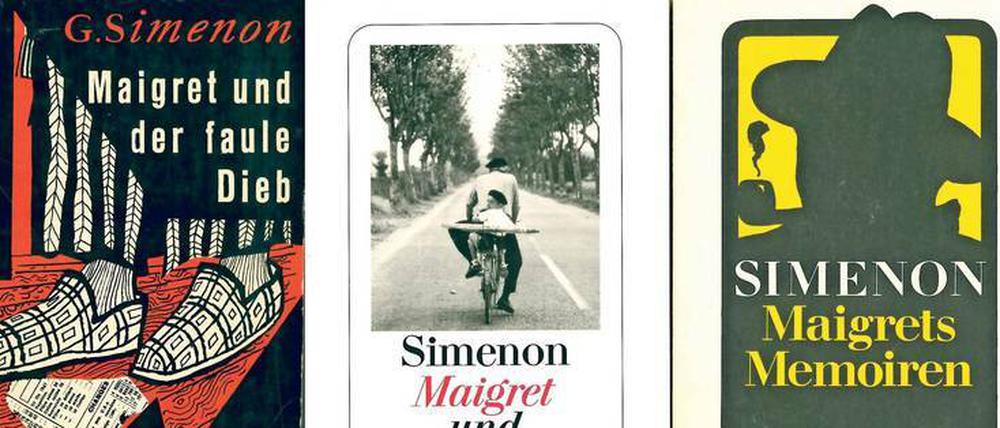 Maigret-Cover, links ein Buch aus dem Kiepenheuer &amp; Witsch Verlag, rechts Diogenes.