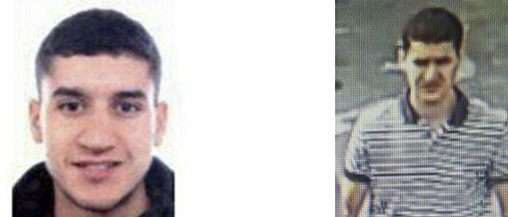 Bilder des flüchtigen mutmaßlichen Attentäters Younes Abouyaaquoub, der in ganz Europa gesucht wird.