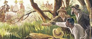 Auf der Flucht. Schaffner der Underground Railroad helfen einem Sklaven, zu entkommen. 