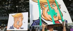 Proteste gegen die Nordkorea-Politik des US-Präsidenten Donald Trump in Südkorea. D