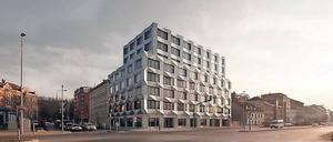 Kubistische Fassade. Das Keystone-Gebäude der Schweizer Architekten Mathias Müller und Daniel Niggli im Prager Stadtteil Karlin beherbergt Geschäfte, Ausstellungsräume und Büros.
