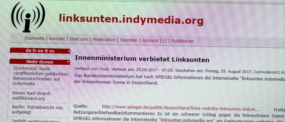Verboten: Die Internetseite "linksunten.indymedia.org"