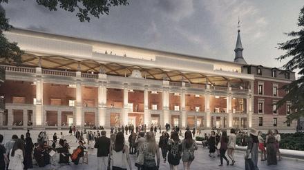 Empfang mit Musik. Unser Autor spielte mit seinen Freund vor dem Museo del Prado in Madrid.