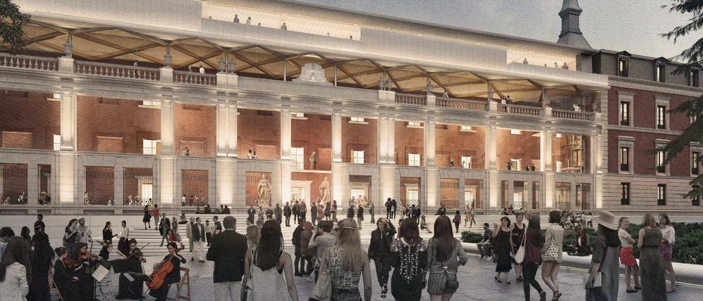 Empfang mit Musik. Unser Autor spielte mit seinen Freund vor dem Museo del Prado in Madrid.