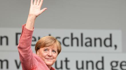 Bundeskanzlerin Angela Merkel bei einer Wahlkampfveranstaltung der CDU in Fulda.