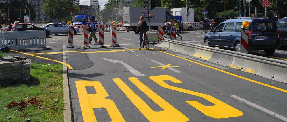 Total-Sperrung der Baustelle Potsdamer Brücke in Berlin