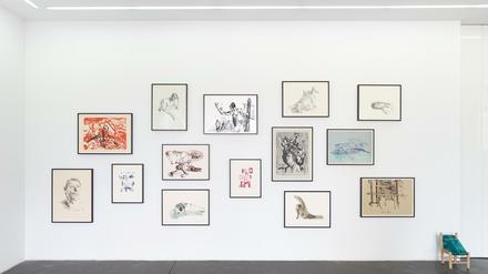 14 Lithographien namens “Floß der Medusa” von Martin Kippenberger, zu sehen in der Galerie Nagel Draxler.