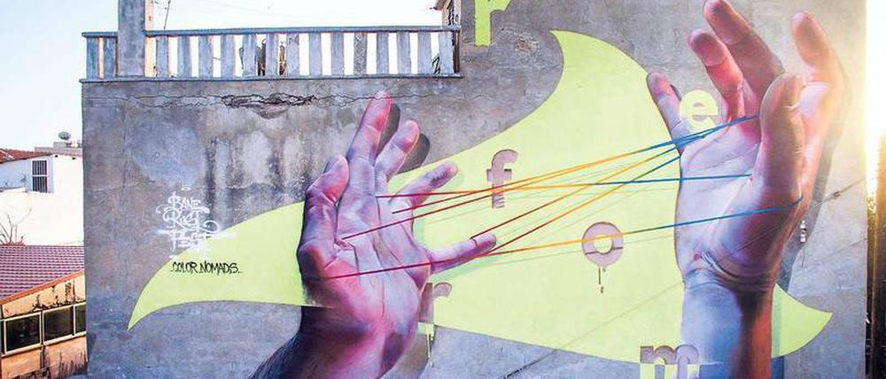 Streetart. Ein Wandgemälde in Paphos.