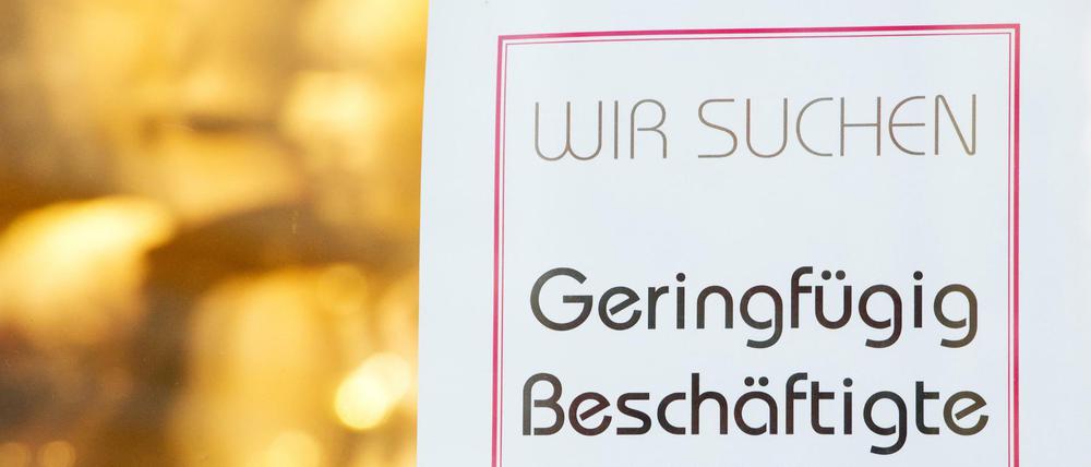 Eine Stellenanzeige für einen Minijob auf 400 Euro Basis.