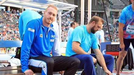 Robert Harting (rechts) und Bruder Christoph kamen am Sonntag nicht an die 67,18 Meter ihres polnischen Dauerrivalen Piotr Malachowski heran.