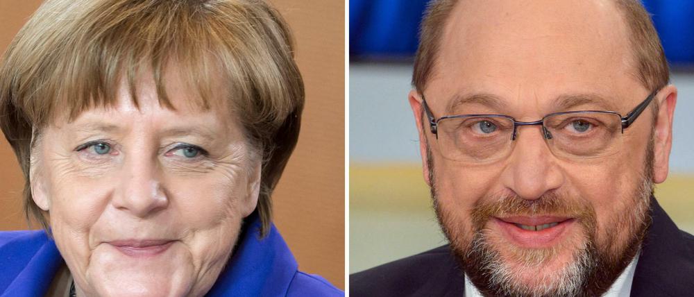Am Sonntag im TV Duell: Angela Merkel und Martin Schulz.