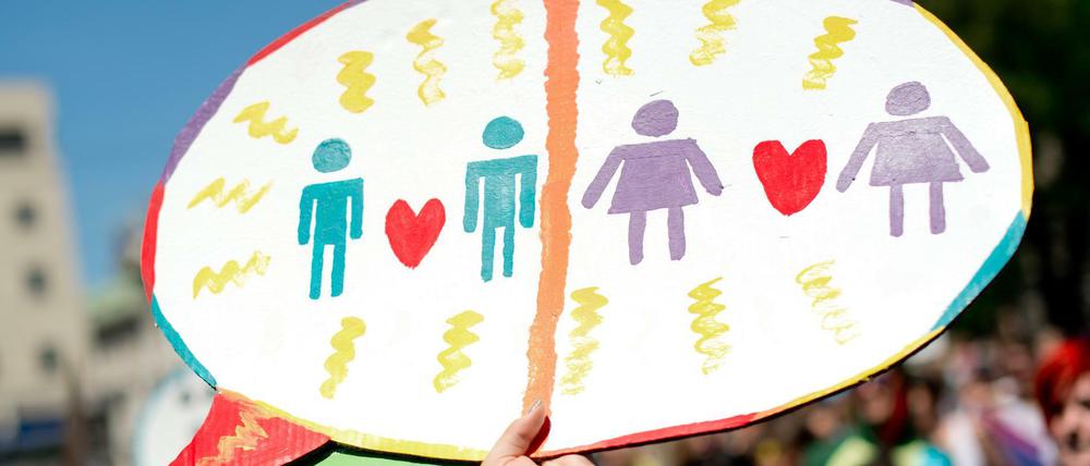 Homosexuelle demonstrieren auf dem CSD in München.