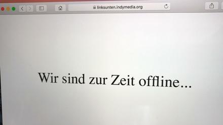 Der Hinweis "Wir sind zur Zeit offline..." auf der Internetseite "linksunten.indymedia.org".