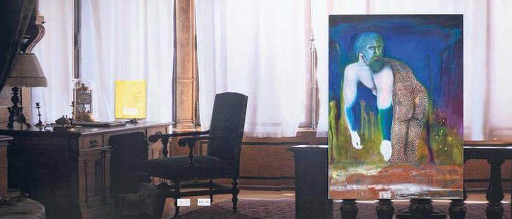 Ein Ort auf Reisen. Bei Peles Empire wird in einem Fake-Schlossinterieur ausgestellt, hier mit Arbeiten von Alastair Mackinven und Benjamin Sauer.