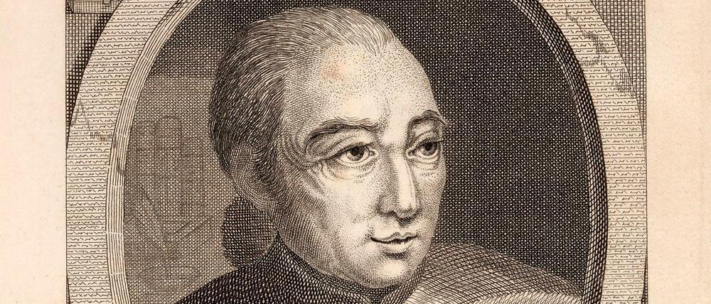 Der Frauenheld Rétif im Alter von 51 Jahren (1785). Porträt von Binet.