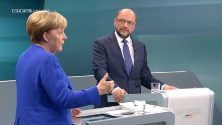 Merkel und Schulz im TV-Duell.