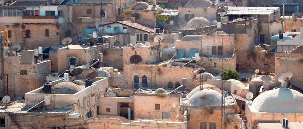 Klassische Stadtverdichtung. Ein Blick über die Hausdächer der Altstadt von Jerusalem. 
