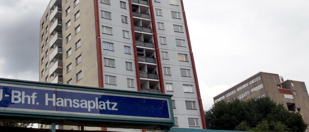 Das Hansaviertels am U-Bahnhof Hansaplatz in Berlin.