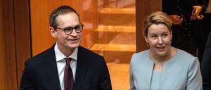 Ein Bild aus besseren Tagen: Michael Müller (l.), damals noch Regierender Bürgermeister, und die damalige SPD-Landesvorsitzende Franziska Giffey.