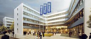 Entwurf für die Gebäude des neuen Standortes des Versicherungskonzerns Allianz in Berlin-Adlershof. Am 11. September 2017 ist Richtfestest, Anfang 2019 soll es bezugsfertig sein.